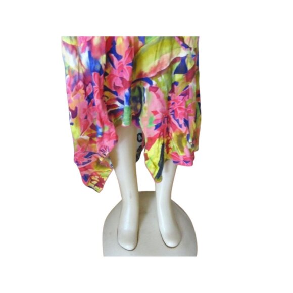 Jams World Hawaiian Tropical Print Sleeveless High-Low Hem Dress Size M - Picture 4 of 9